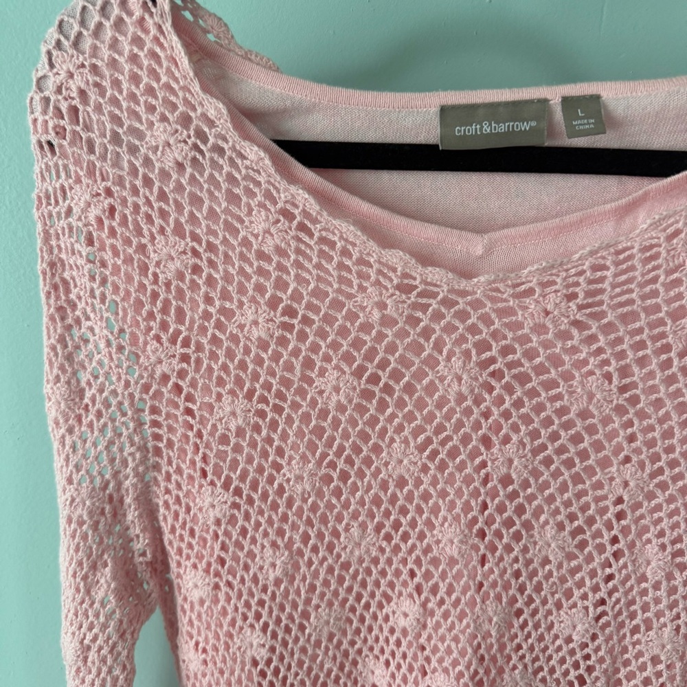 Croft & Barrow Pink Knit Sweater Size Large - Picture 2 of 11